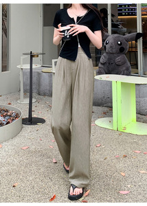 <strong>Women</strong> Casual Pants Office Lady Long <strong>Trousers</strong> Autumn Solid Colors Loose <strong>Elastic</strong> <strong>Waist</strong> Pant Female Straight Wide Leg Pants - Product Image 5