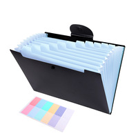 Carpeta de Archivo Acordeón A4 de Material PP Impermeable Multicapa, Estilo Coreano, 12/8 Compartimentos, Color Sólido