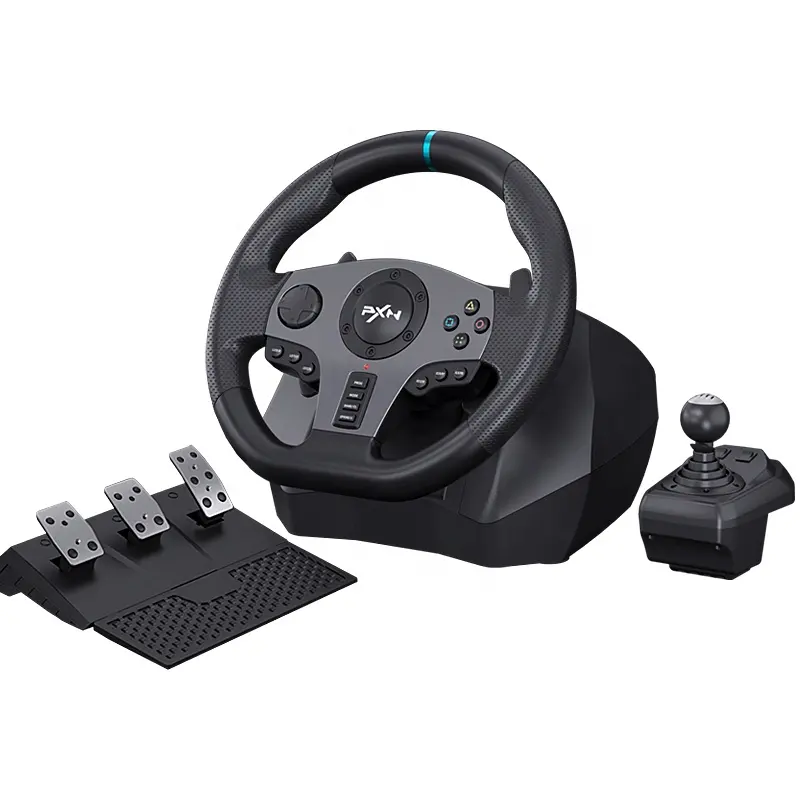 PXN V9 contrôleur de jeu de voiture volant de course Force motrice 900 degrés volant de jeu pour PC PS4