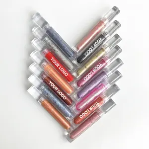 Kundendefinierte durchsichtige Verpackung holografischer Lipgloss-Glanz Eigenmarke Make-Up vegan glänzender Glitzer-Lippenglanz