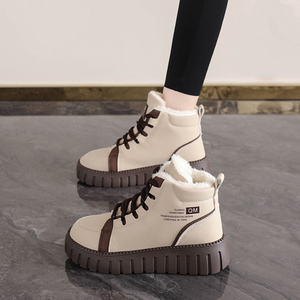 Bottes d'<span class=keywords><strong>hiver</strong></span> pour femmes les plus vendues, doublure en peluche haute, chaussures en fourrure épaisse à semelle épaisse, lacets antidérapants, bottes de neige de haute qualité, chaussures décontractées - Product Image 5