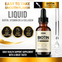 Gouttes buvables de biotine Natural Beauty à absorption rapide et biodisponibilité, saveur baies et agrumes, pour l'éclat de la peau, des ongles et des cheveux