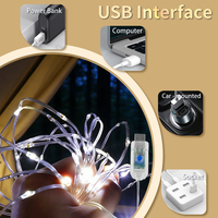 Guirlande lumineuse LED étanche à piles USB avec télécommande, fil de cuivre, pour Halloween, Noël et décorations de fête