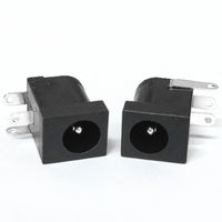 Connecteur de baril d'alimentation cc Jack 3.5*1.3mm prise noire prise femelle à Angle droit prise cc