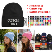Warme buitenmuts met opstaande rand, gebreide ski-muts, op maat gemaakte gestreepte acryl gebreide beanie, schedelmuts met aangepast logo