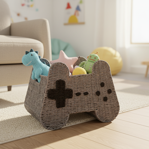 Panier <span class=keywords><strong>de</strong></span> Rangement Chic Fait Main Moderne en Corde <span class=keywords><strong>de</strong></span> Papier Tressée, Design Manette <span class=keywords><strong>de</strong></span> Jeu, pour la Maison - Product Image 2