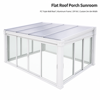 Kit de véranda en aluminium à toit plat avec panneaux PC pour extension de porche de maison américaine, idéal pour la construction de patio ou de salon de jardin.