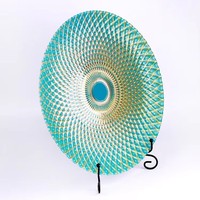 Assiettes de présentation en verre texturé bleu or diamant pour mariage, décor de table de banquet de luxe, assiettes rondes en verre pour service