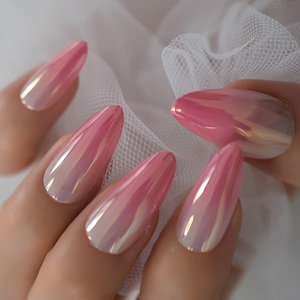 <span class=keywords><strong>Faux</strong></span> ongles pêche rose, nouveautés, ongles artificiels longs en amande, ombré métallique, <span class=keywords><strong>faux</strong></span> ongles - Product Image 5