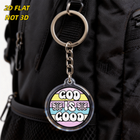Porte-clés en acrylique « Dieu est bon » avec rayures pastel et papillons, breloque transparente double face, accessoire inspirant pour la foi et la positivité