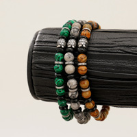 COOL Vente à Chaud Bijoux en Acier Inoxydable Bracelet en Pierre Naturelle pour Femme en Pierre d'Énergie Malachite