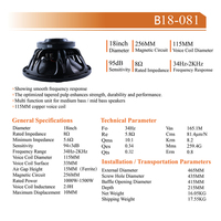 Système de haut-parleurs de ligne active pour extérieur bQP18-081, enceintes 18 pouces, équipement audio, subwoofer passif avec bobine vocale de 115 mm, système de sonorisation.
