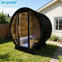 Sauna Barrel Outdoor Modern 2-6 Orang Kayu Solid dengan Kompor Listrik Kontrol Komputer Mewah untuk Villa & Spa Taman