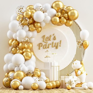 Kit Decorazione <span class=keywords><strong>per</strong></span> Festa di Anniversario di Matrimonio, Palloncini Cromati Oro Opaco e Bianco con Ghirlanda di Palloncini Dorati con <span class=keywords><strong>Coriandoli</strong></span> - Product Image 6