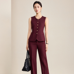 Элегантный красный двубортный костюм для женщин, длинный рукав, деловой стиль, приталенный крой, высококачественный костюм - Product Image 5