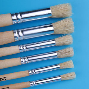 Xin Bowen-Juego de 6 pinceles de aceite de cerdas, pinceles artísticos con mango redondo de madera para dibujar y pintar - Product Image 3