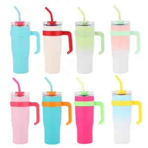 40oz custom logo Colorfully diverse colors vacuum metal double wall cup insulation stainless steel water bottle with lid straw