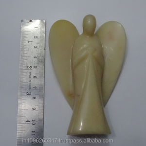 Crema Moonstone Crystal Angel Piedra de alto grado Crystal Pocket Meditación Reiki Angel Tamaño grande - Product Image 1