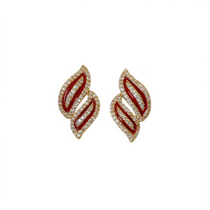 Boucles d'oreilles clous en pierre rouge E3444, plaqué or, serti pavé, bijoux de mode pour femme, idéales pour les soirées - Product Image 1