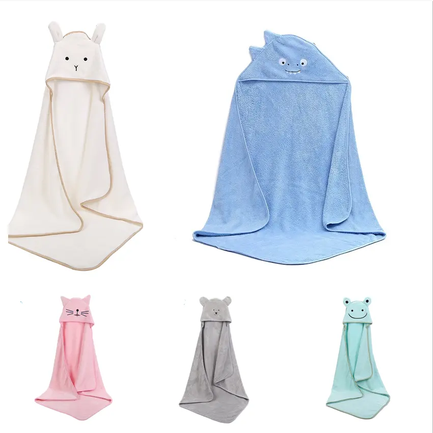 Organische Set Bamboe 100% Dier En Gezicht Geboren Zachte Pasgeboren Wassen Hooded Nieuwe Mousseline 3 Baby Handdoek Met Een Kap