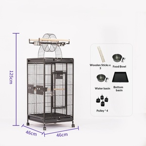 Jaula para loros de metal negro, directa de fábrica, casa para pájaros y palomas con ruedas - Product Image 3