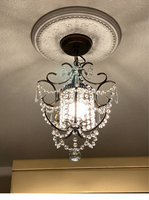 Lustre classique en fer et cristal, mini suspension décorative vintage pour chambre, entrée, salle à manger, hôtel