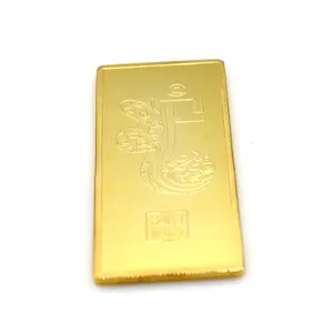 Atacado Latão Simulação 999 Gold Bar Metal Artesanato Presentes Sólidos Adereços Banhado A Ouro Bullion Cobre Gold Bar