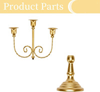 Candelabro de Metal Dorado de 3 Brazos al por Mayor, Portavelas Cónicas Vintage, Centro de Mesa para Bodas, Banquetes, Hoteles, Decoración de Alquiler