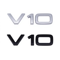 Autocollant Emblème Latéral ABS Noir Chromé W12 V10 pour Aile de Voiture, Badge de Voiture Modifié, LOGO Arrière Grand et Petit Format