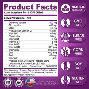 Glukozamin İçeren Köpekler İçin Çiğnenebilir Çoklu Vitamin 15'i 1 Arada Köpek Vitaminleri ve Takviyeleri Evcil Hayvan Eklem Desteği Sağlığı İçin Çoklu Vitamin - Product Image 3