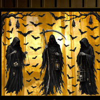 Autocollants de fenêtre d'Halloween très populaires : chauve-souris, citrouille, grim Reaper, sorcière, fantôme – PVC statique pour décoration de vitres domestiques