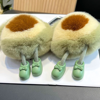 Porte-clés en métal durable en fausse fourrure de lapin Pom Pom Cartoon Fruit Avocat Peluche Boule Ornement Léger Ornement Suspendu