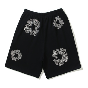 Pantalones Deportivos para Hombre al por Mayor, 100% Algodón Puro, Shorts Casuales de Estilo Urbano con Proceso de Estampado en Caliente con Cristales - Product Image 3