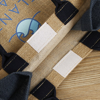 Sur mesure pour Velcro Jute lin sac bicolore épissé imprimé fourre-tout sac à provisions lettre couleur-imprimé cadeau personnalisation 25