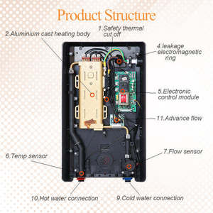 शीर्ष विक्रेता उत्पाद 12-24kw स्मार्ट टच कंट्रोल टैंलेस वाटर हीटर 380v केंद्रीय गर्म पानी के लिए तत्काल इलेक्ट्रिक वाटर हीटर - Product Image 2