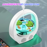 Humidificateur d'air créatif goutte d'eau anti-gravité 1000ML BT haut-parleur Godfish Bowl 7 couleurs humidificateur diffuseur