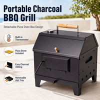 Barbecue au charbon de bois portable et détachable avec four à pizza, gril pliable pour le camping en plein air, la cour, le patio et les fêtes de plein air