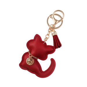 Portachiavi a Forma di <span class=keywords><strong>Gatto</strong></span> Kawaii per Zaino e Cinturino del Telefono, Anello Portachiavi in Pelle PU Arancione con Nappa, Regalo alla Moda per Ragazze - Product Image 4