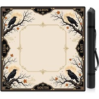 Tapis de jeu antidérapant pour table de mahjong américain, motif Mandala violet, Château hanté, Pleine lune, Citrouille, Chauve-souris, pour fêtes intérieures et événements festifs