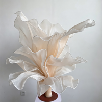 Fleur artificielle géante en organza, faite à la main en fil de soie, grande fleur pour mariage, vitrine, événement, fête, décoration de fond