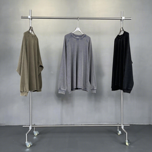 เสื้อสเวตเชิ้ตแขนยาวทรงโอเวอร์ไซส์สำหรับผู้ชาย คอทรงโอ สีพื้น ผ้าถัก สวมใส่สบายๆ สำหรับฤดูใบไม้ร่วง ผลิตจากผ้าฝ้าย 100% ระบายอากาศได้ดี - Product Image 5