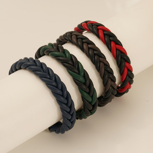 Woven Leather Bracelet Men's Braided Rope Magnetic Clasp Fashion Jewelry Gift For Men - Product Image 1