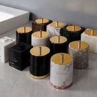 SAIDKOCC 8*8*12cm bocal en marbre multifonctionnel de luxe léger personnalisé fond rond ou fond carré avec couvercle en métal doré
