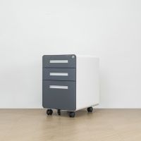 Bureau Vertical A4 Classeur Métal Serrure à Clé 3 Tiroirs Piédestal Mobile