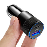 Petit acier métal alliage d'aluminium 15W 3.1A USB C téléphone chargeur de voiture adaptateur rapide USB chargeur de voiture