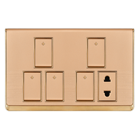 Interruptores y Enchufes de Pared para Pasillo y Porche, 5 Interruptores y 1 Enchufe, 10A, Material de PC, Eléctrico para el Hogar