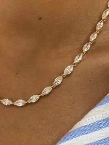 Marquise Cut Moissanite Diamond Tennis Link <b>Necklace</b> 925 Sterling Silver Dainty <b>Statement</b> <b>Necklace</b> Wedding Engagement Gift - Product Image 4