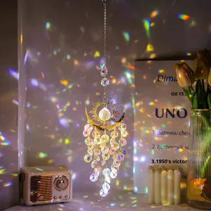 เครื่องดักฝันคริสตัล โมบายลมตกแต่ง ดีไซน์ดวงตา ดวงอาทิตย์ ดวงจันทร์ ขายส่ง - Product Image 1