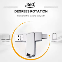 HEYBINGO Clé USB Métallique 4-en-1 avec Fonction OTG USB 3.0/2.0 Capacité 128 Go-2 To Logo Gravé au Laser 32 Go Intégré Nouveau Type de Cryptage USB Type-C