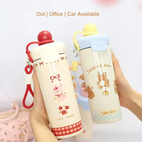 Tasse à eau amusante et adorable en acier inoxydable pour femmes, avec paille, pour enfants, à offrir en cadeau à un ami, 600 ml